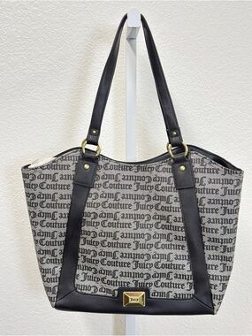 Juicy Couture Block Party Four Poster Tote Gothic Logo Black NWT